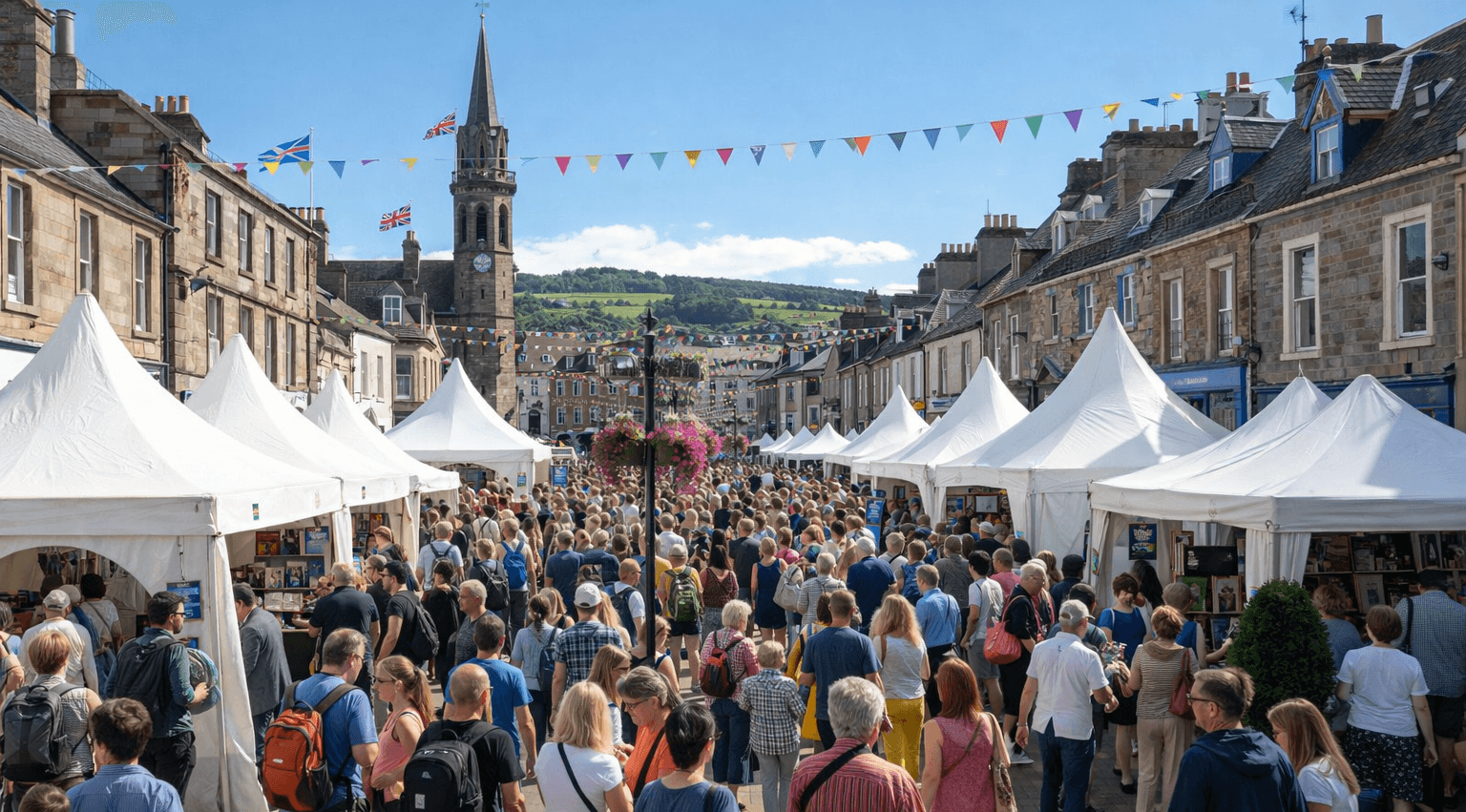 Literary festival tents on a Scottish clifftop