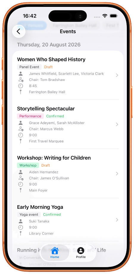 Planner running on a phone